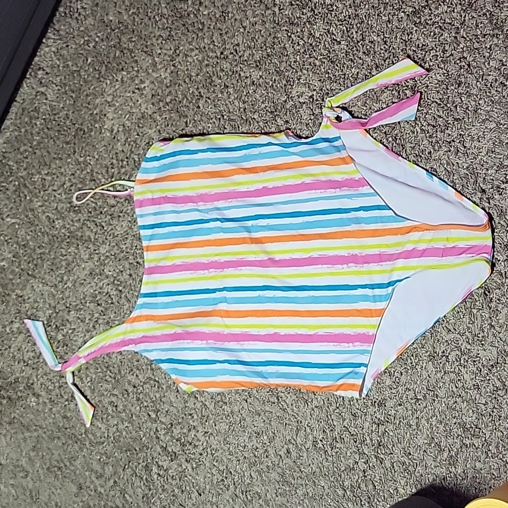 XOXO 1 Piece Swimsuit Plus 3X Side Tie Vacation Summer Resort Candy Striped New
